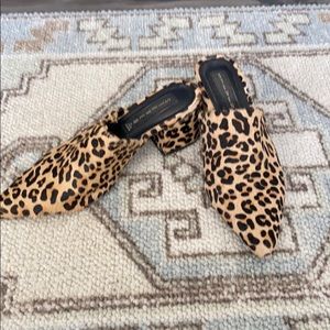 Leopard calfskin slides